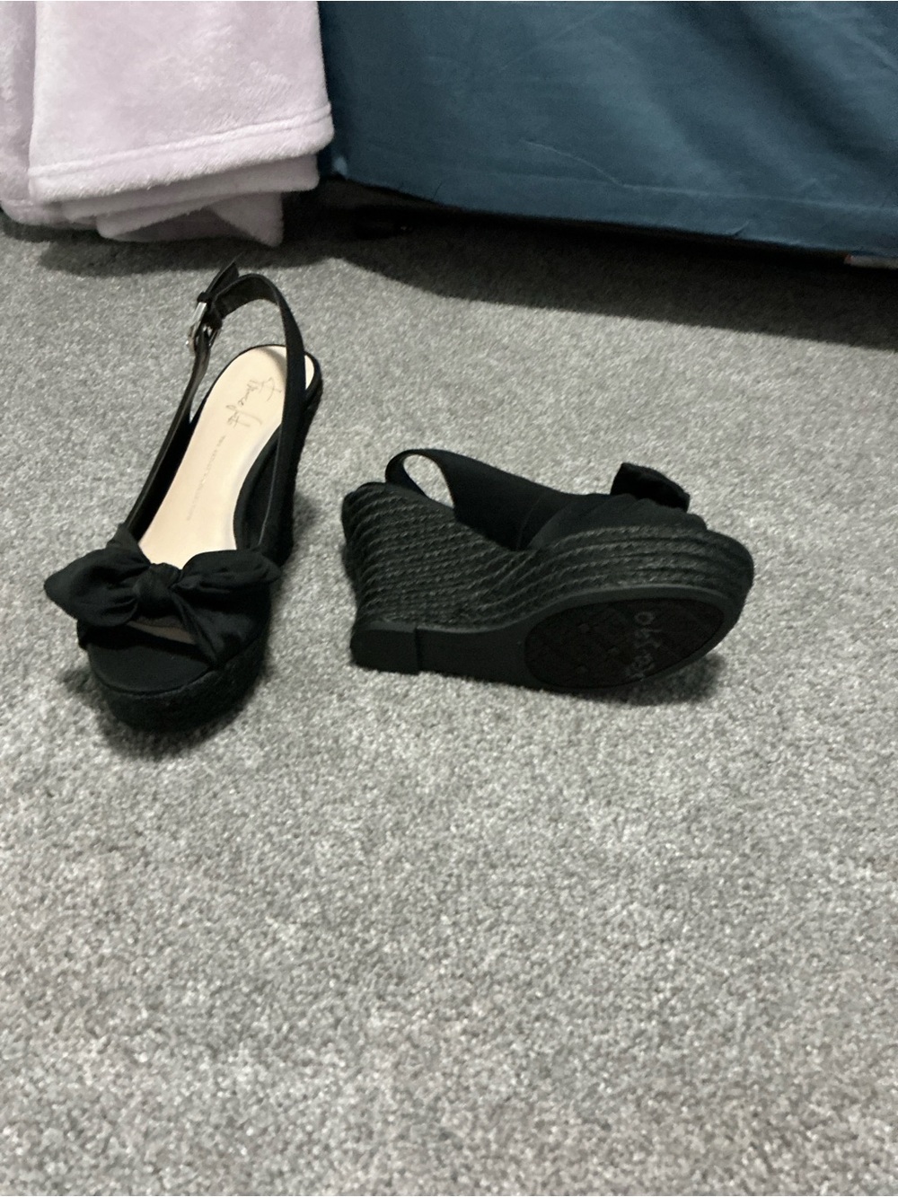 NWT Franco Sarto Black Knot Wedge Slingbacks - Picture 4 of 6